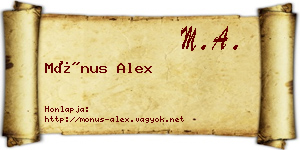 Mónus Alex névjegykártya